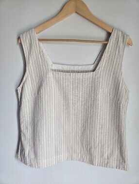 New The EARTH COLLEXTION Sleeveless Square-Neck Cotton & Silk Tank Top